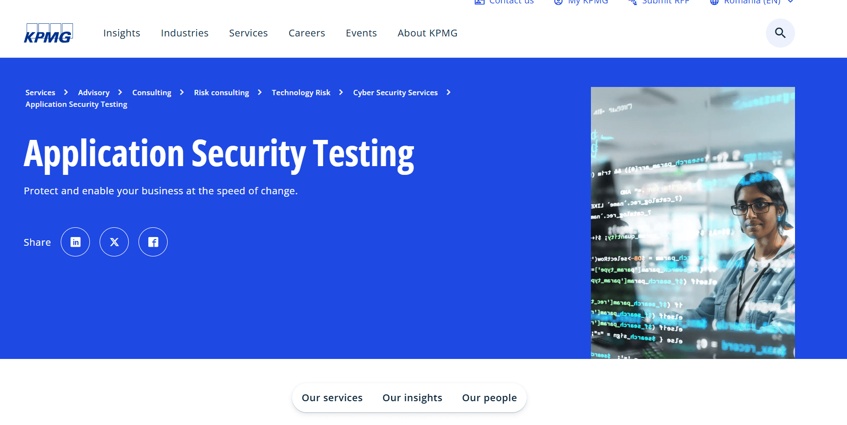 the KPMG Romania security testing website
