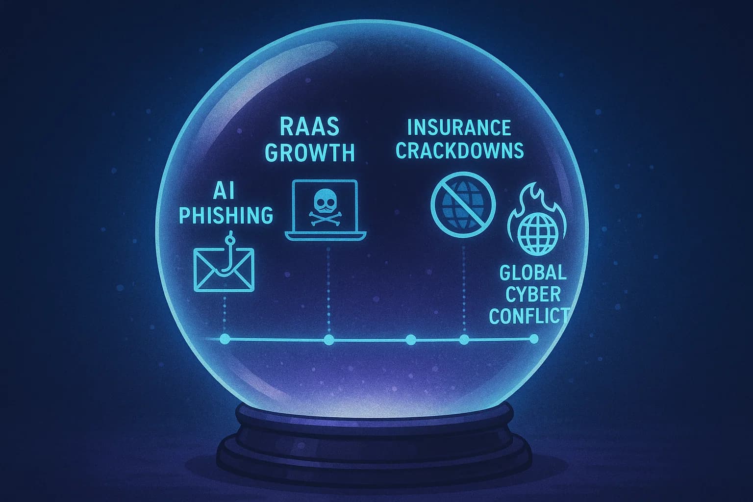 "Cybersecurity prediction graphic showing upcoming ransomware threats expected in 2026."