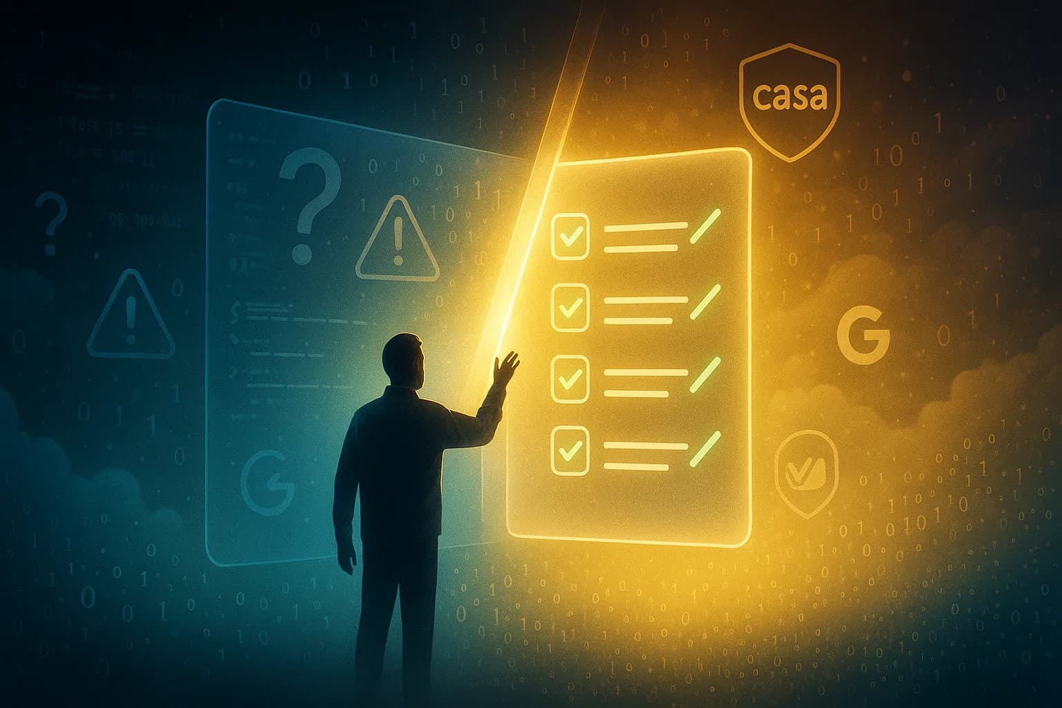 “Holographic scene showing a split between myths and verified facts, with a golden beam symbolizing CASA truth and compliance.”