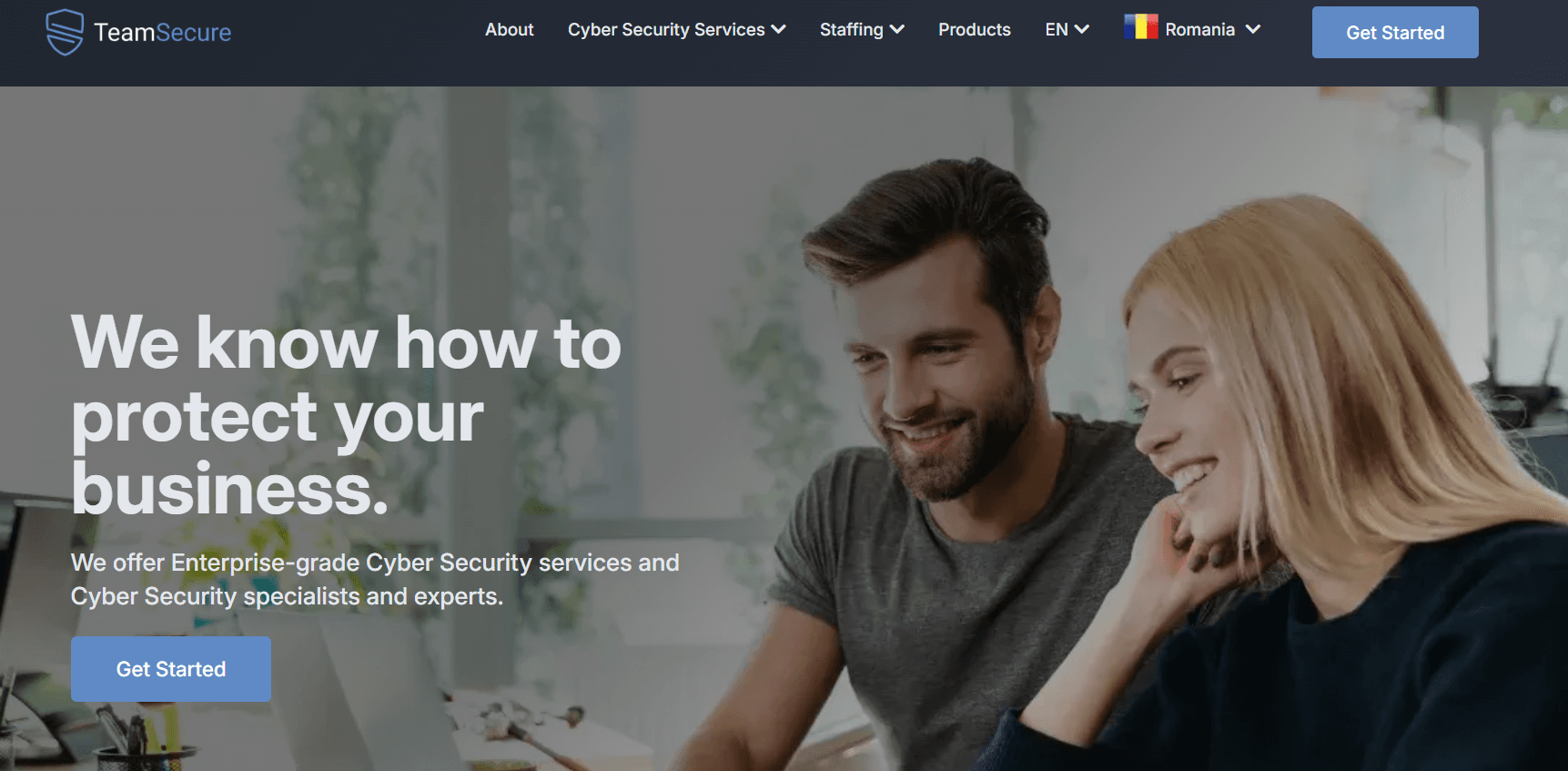 the Team Secure Romania website homepage