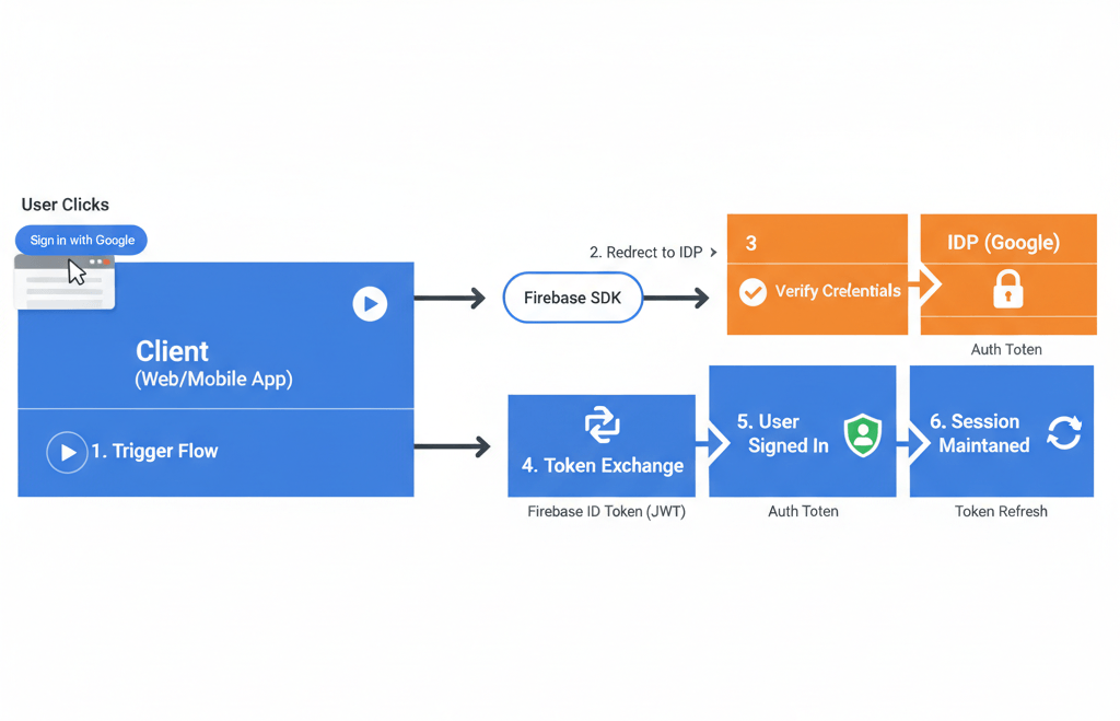 Firebase IDP flow, similar to the OAuth 2.0 Authorization Code Grant Flow
