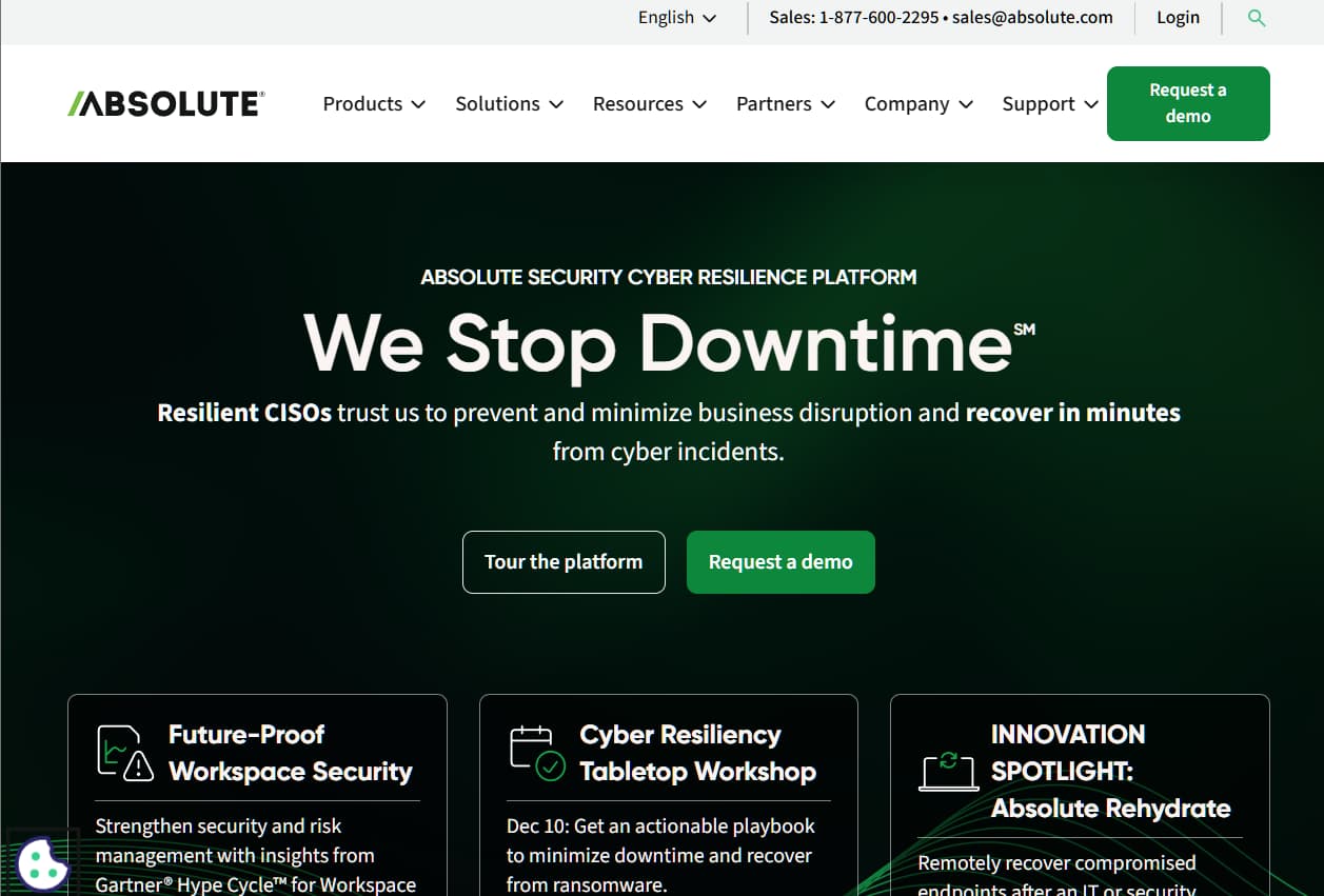 Absolute Software Vancouver, BC Firmware embedded Endpoint Security. Absolute’s Absolute Persistence® is built into PC firmware, enabling organizations to track, freeze or wipe devices even if offline. It provides remote control over laptops/tablets, ensuring data protection on lost or stolen devices.