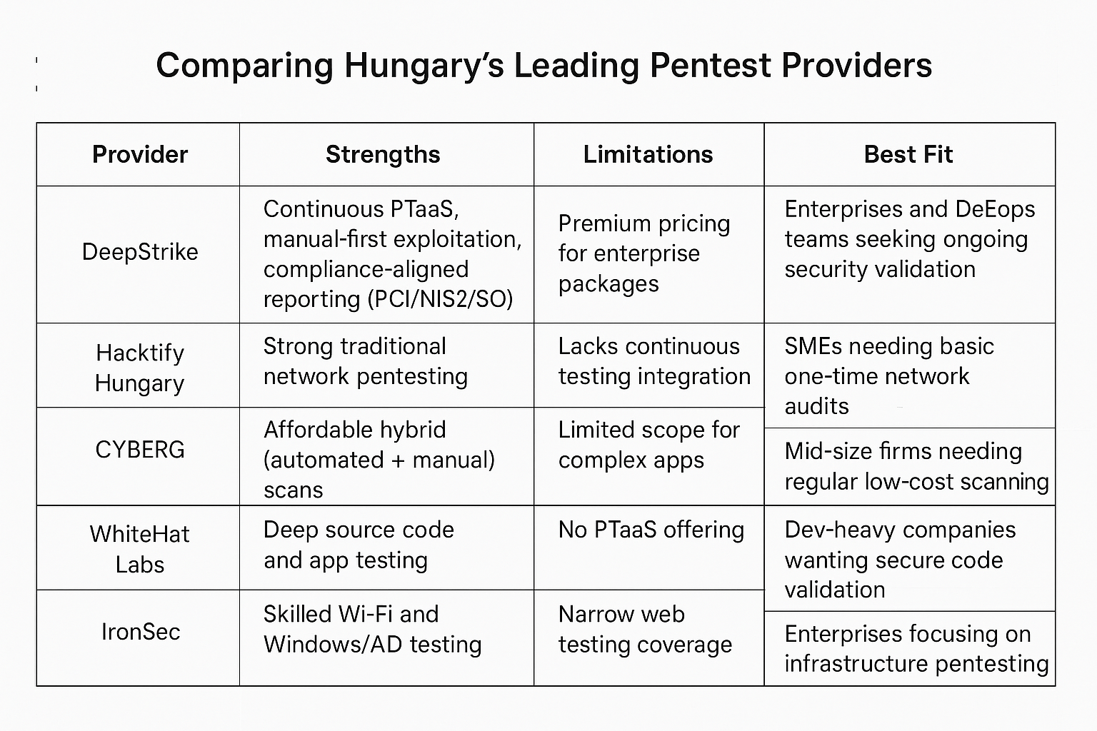 Comparing Hungary’s Leading Pentest Providers
