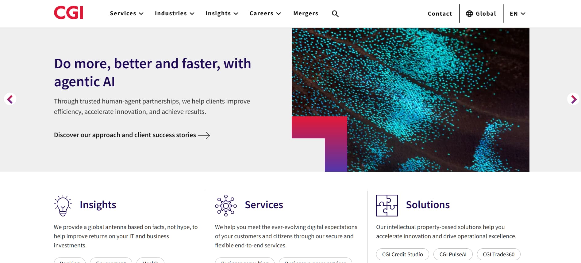 "CGI Canada website showcasing AI innovation, IT consulting, cybersecurity, and managed services helping organizations accelerate digital transformation in 2025."