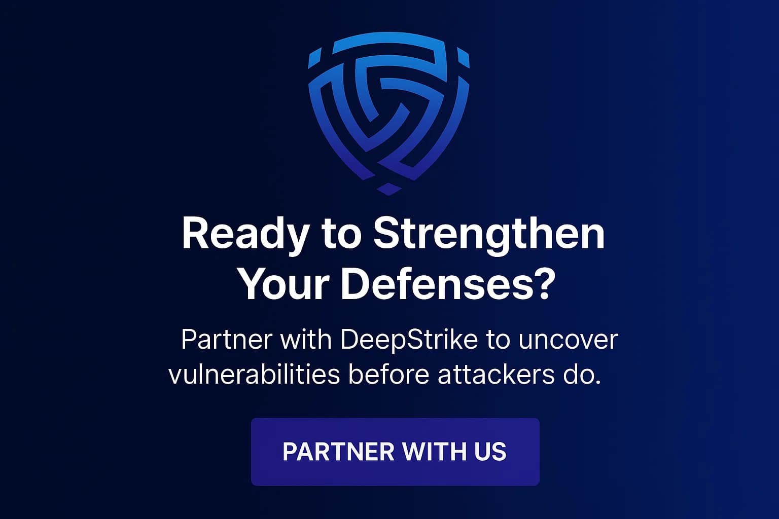 Branded call-to-action banner with DeepStrike logo and text encouraging businesses to explore penetration testing services.