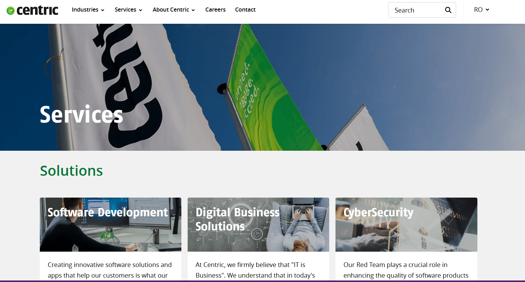 the Centric Romania website homepage