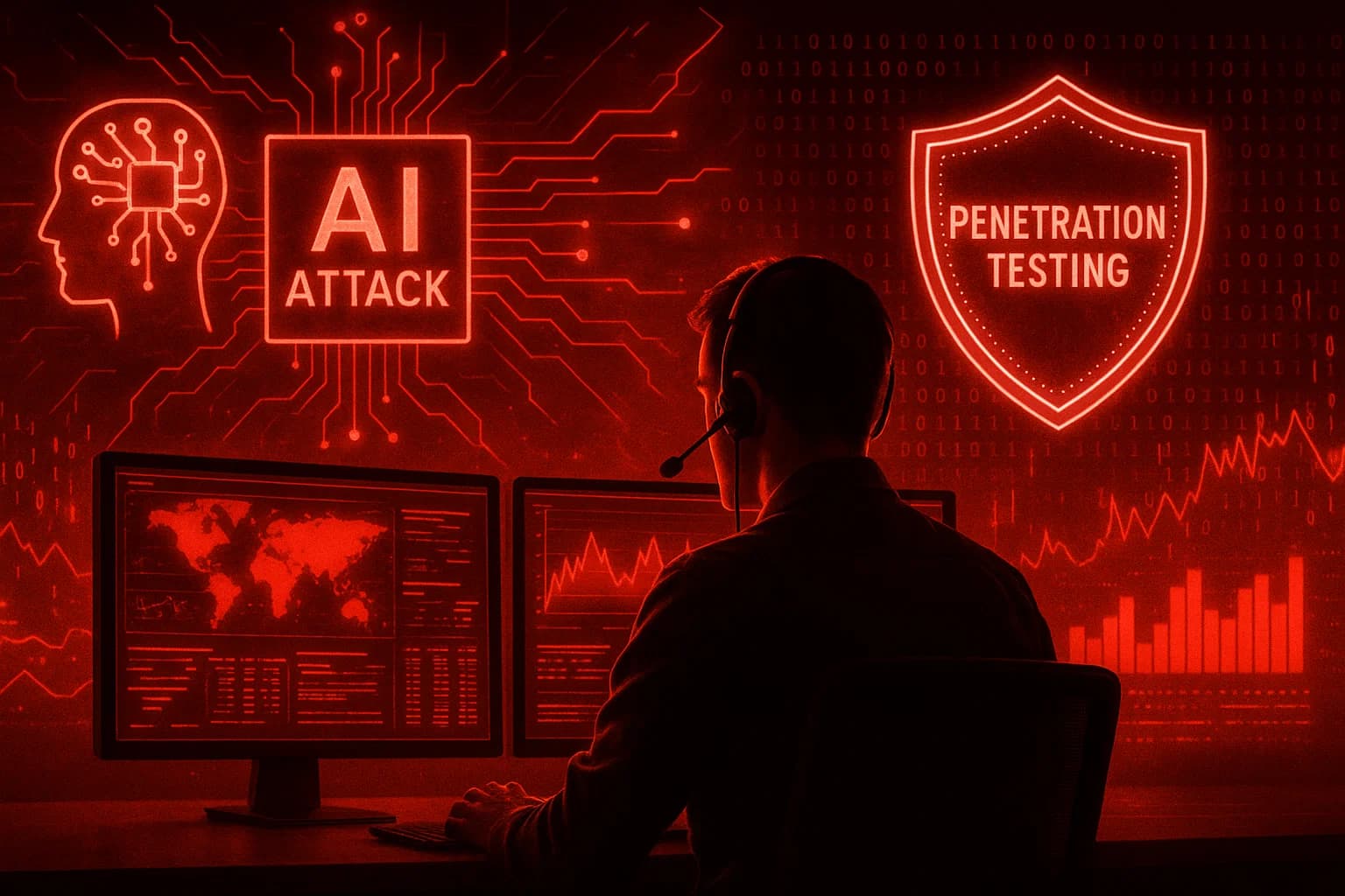 "Cybersecurity leader analyzing 2025 threat data with penetration testing as a frontline defense."